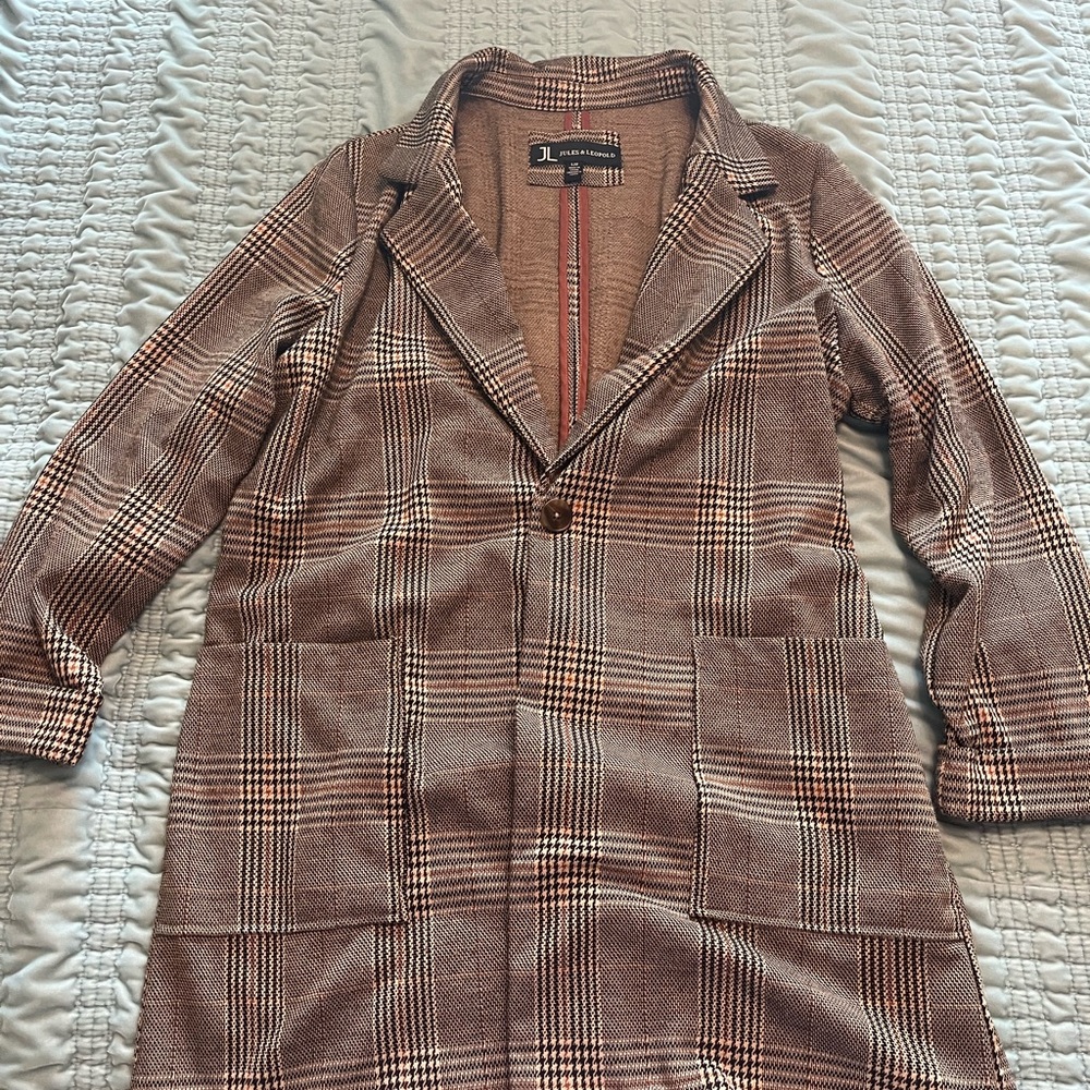 Women's Brown Plaid Blazer